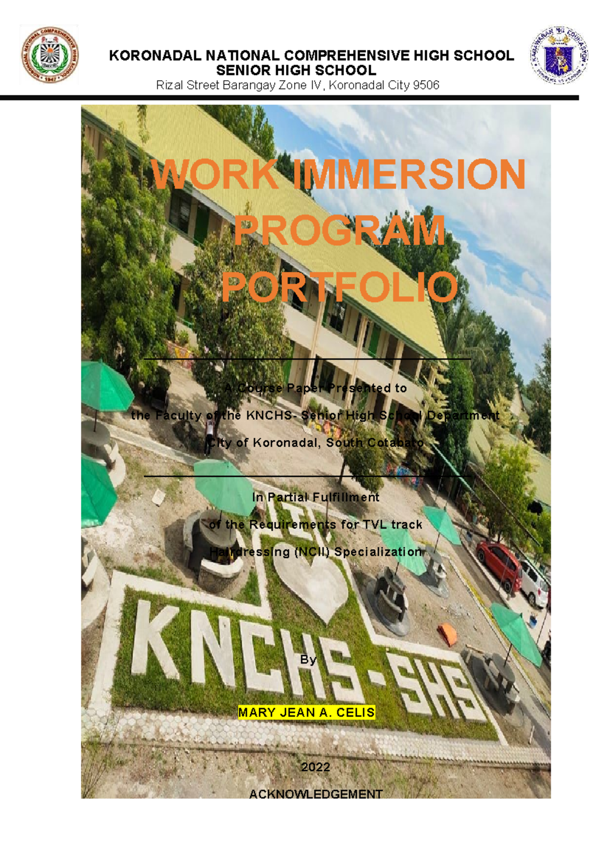 Work Immersion Program Portfolio for TVL Hairdressing (NCII) - Studocu