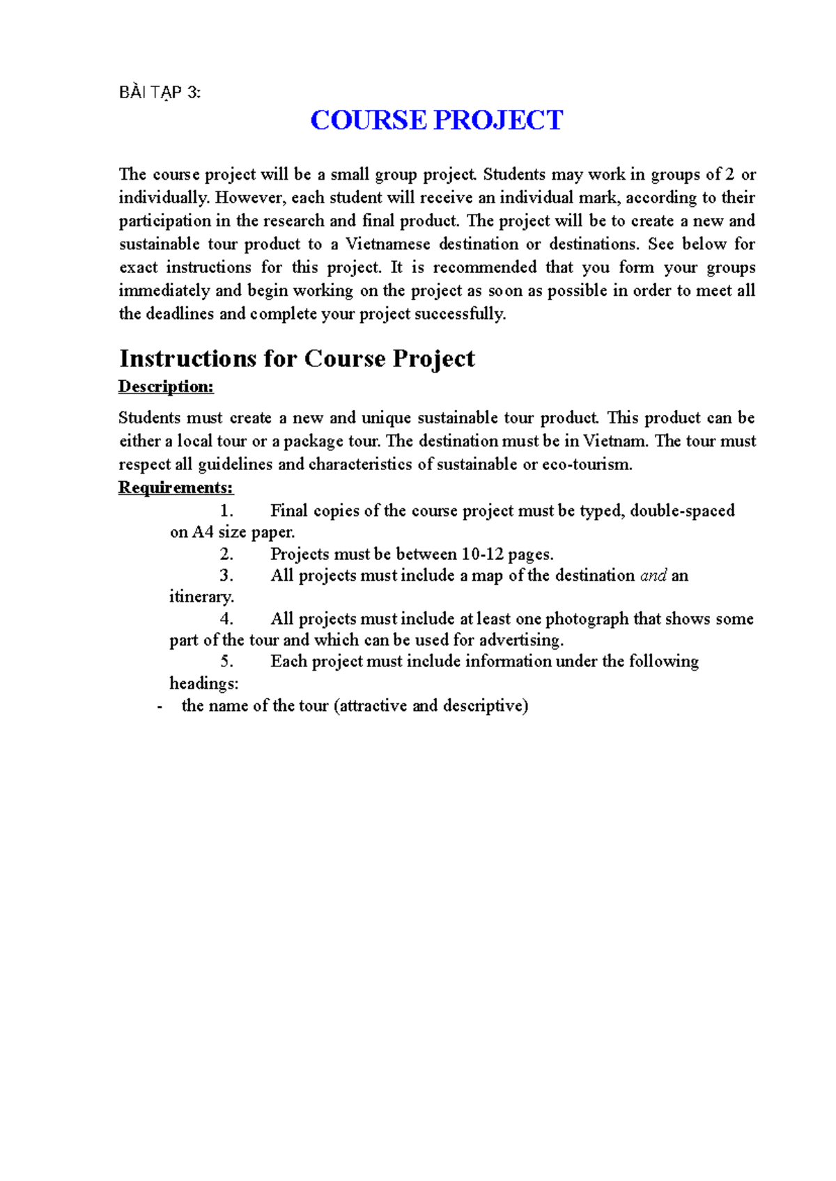 BÀI TẬP 3 - bài tập ictd - BÀI TẬP 3: COURSE PROJECT The course project ...