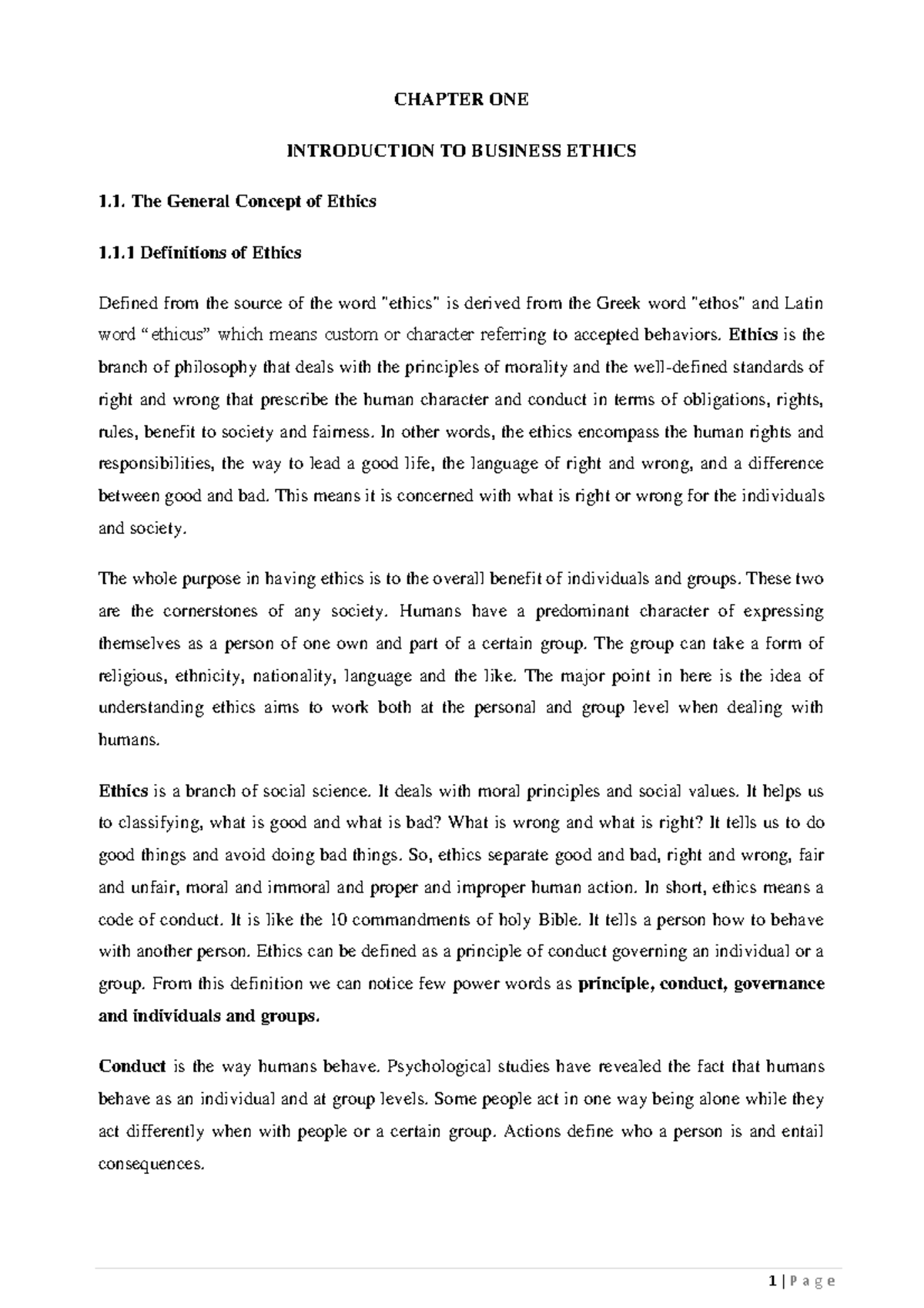 BE-Chapter-1 - Introduction to Business Ethics and Morality - Studocu