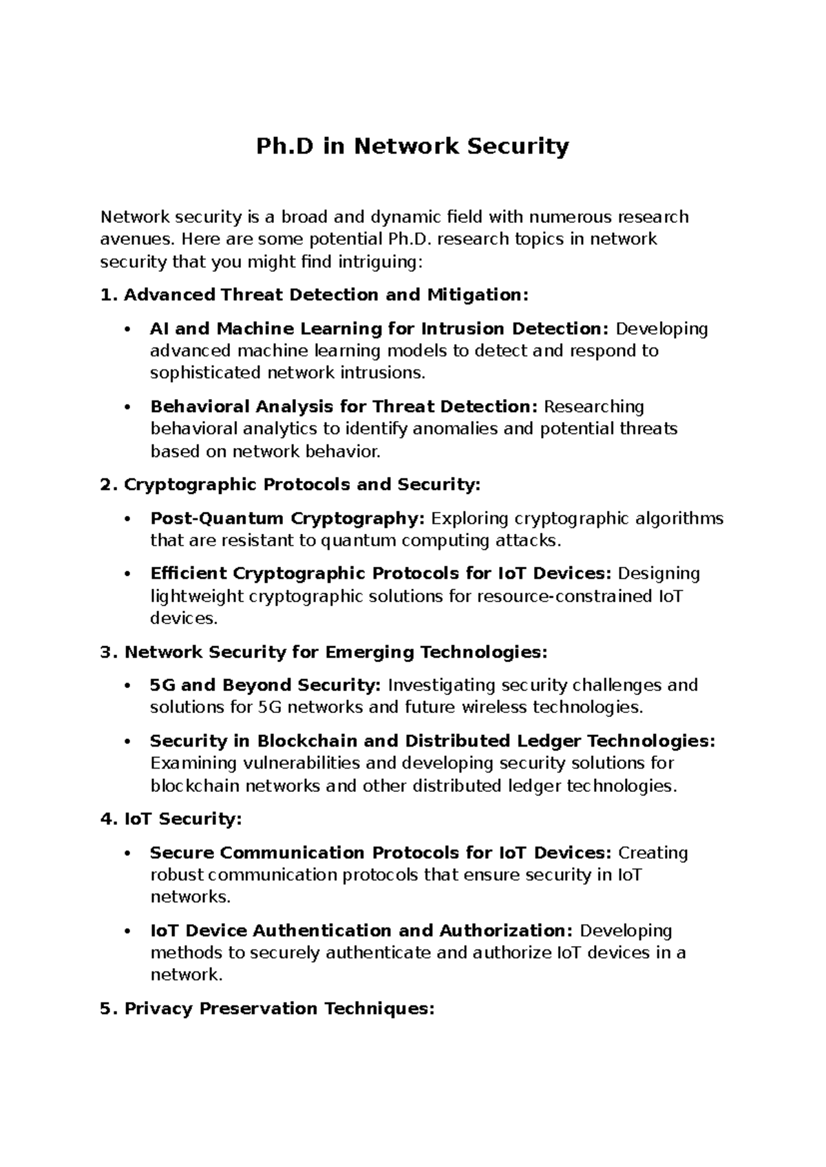 Ph.D. Research Topics in Network Security and Advanced Threats - Studocu