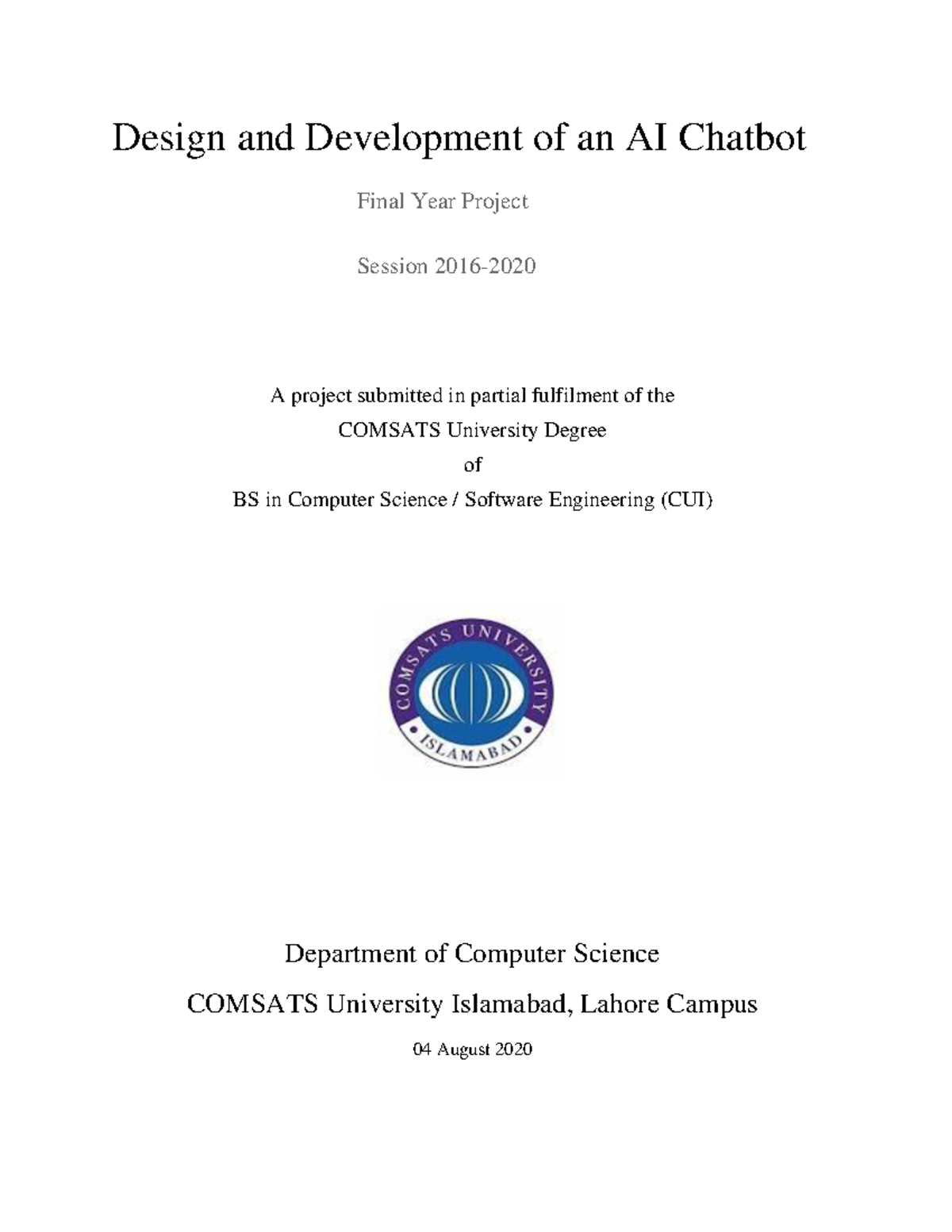 Report - SE55 Design and Development of an AI Chatbot-FYP Report 2 ...