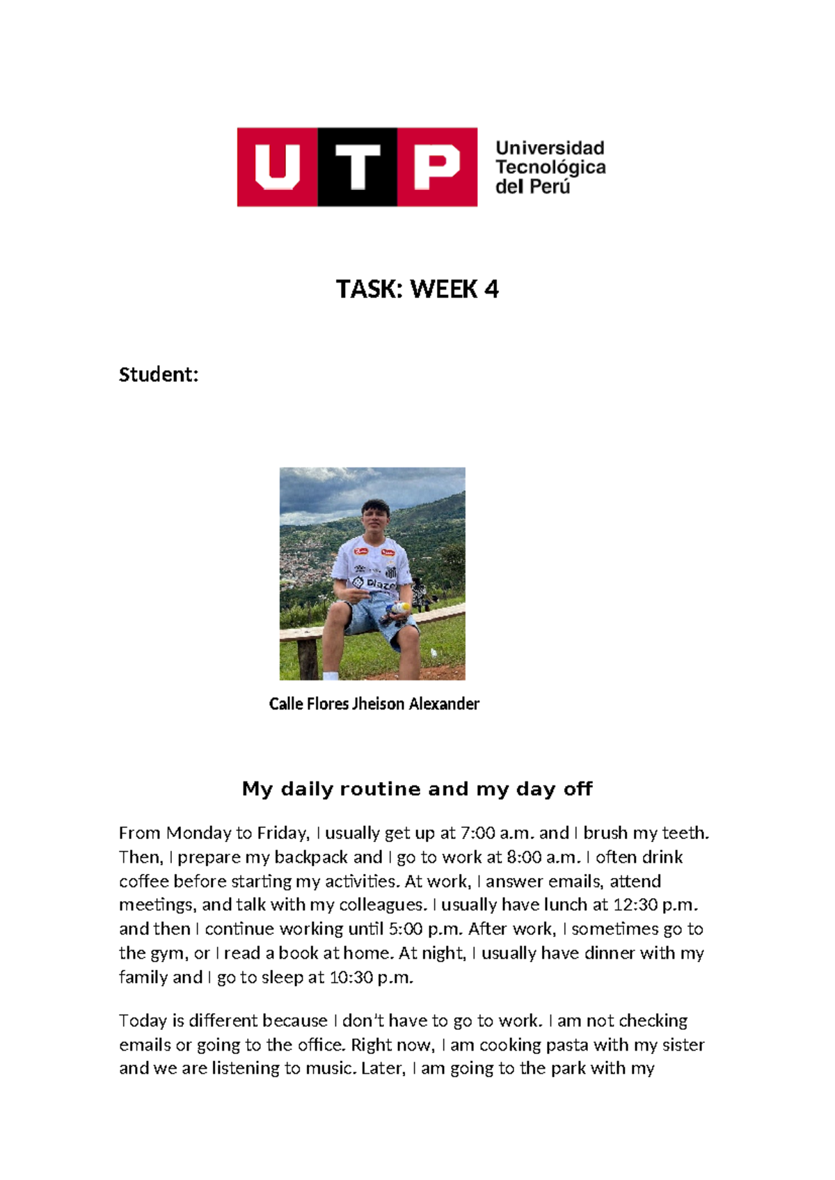 (AC-S04) Week 04 – Writing Task: My Daily Routine & Day Off - Studocu