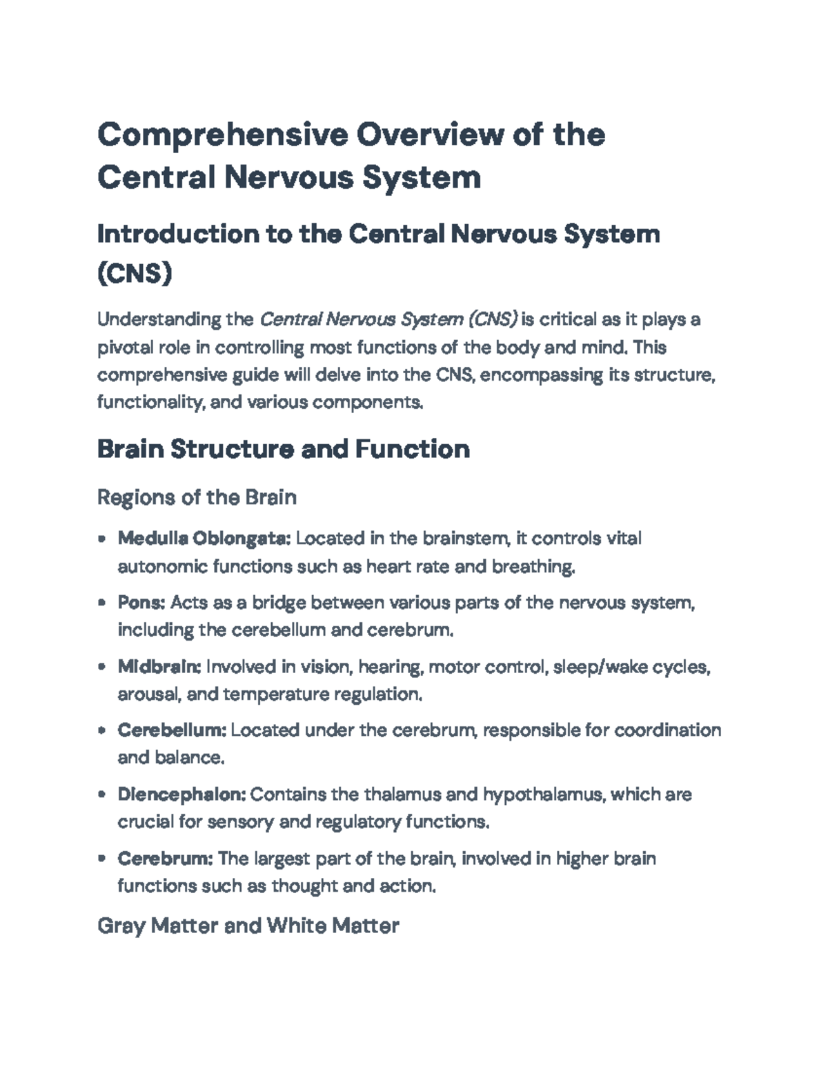 CNS 101: Comprehensive Guide to Central Nervous System Functions ...