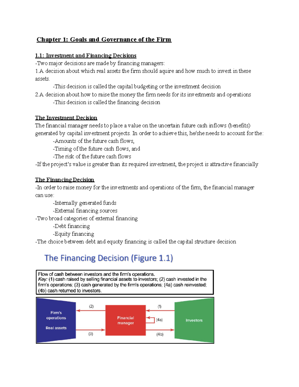 FIN 2000 Chapter 1 Lecture Notes: Firm Goals & Governance - Studocu