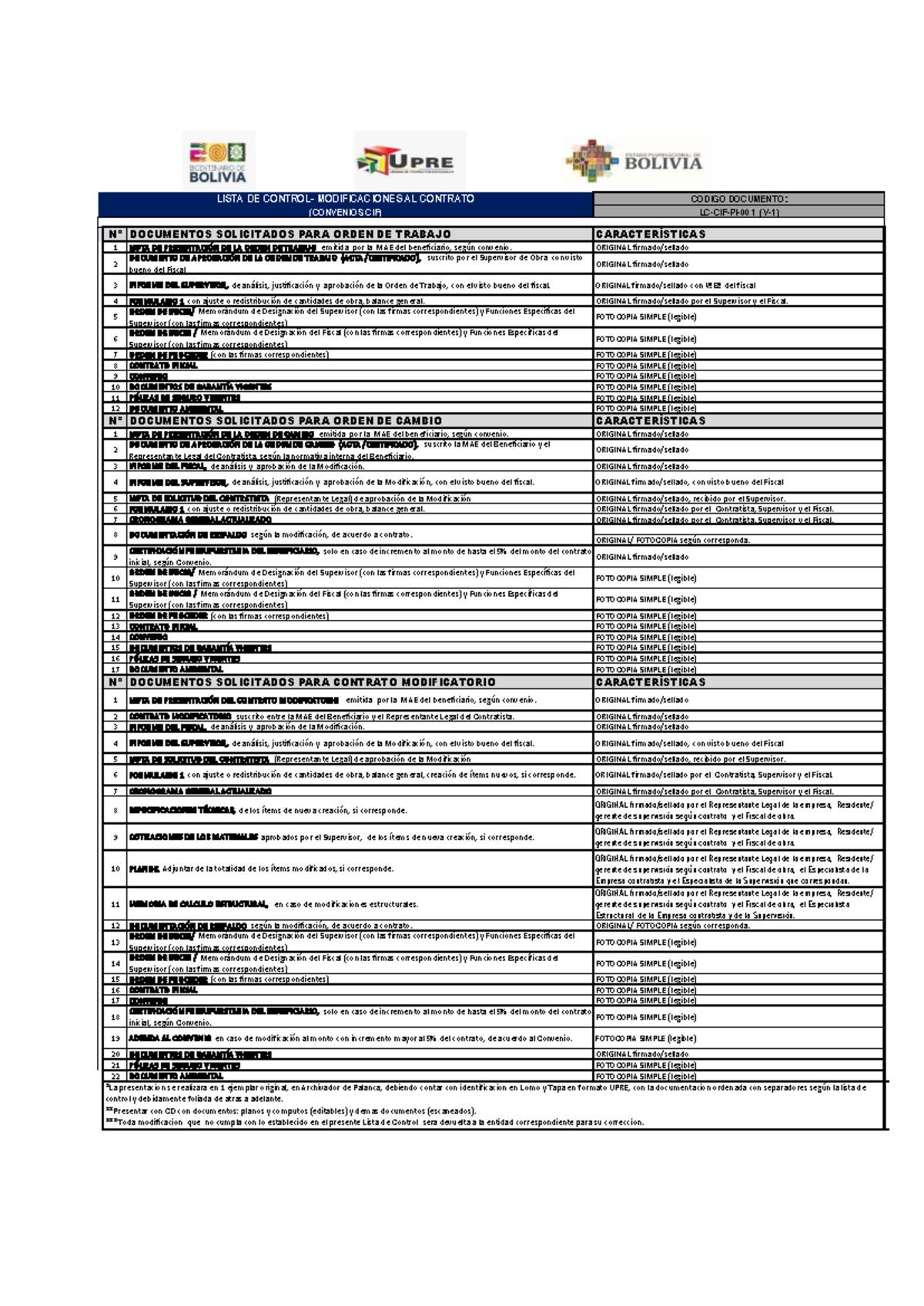 Modificaciones al Contrato y Documentos Requeridos (CIF) - Document Preview