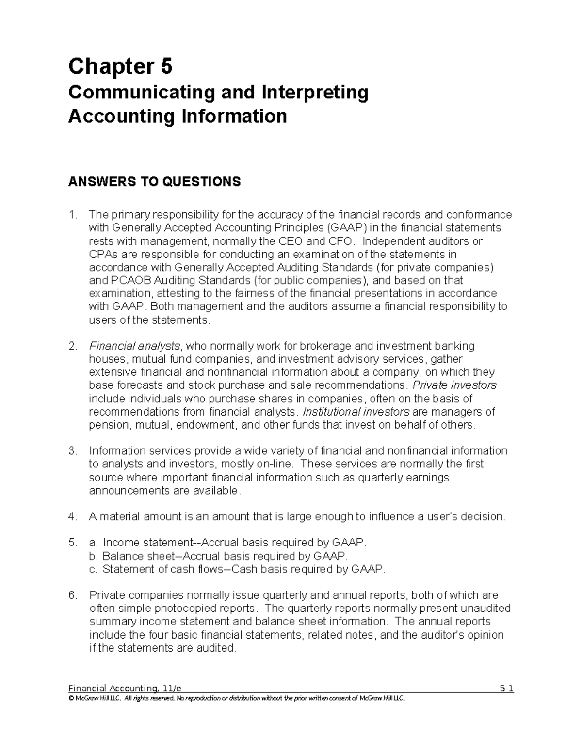 Chapter 05 Solutions Manual: Communicating Accounting Info - Studocu