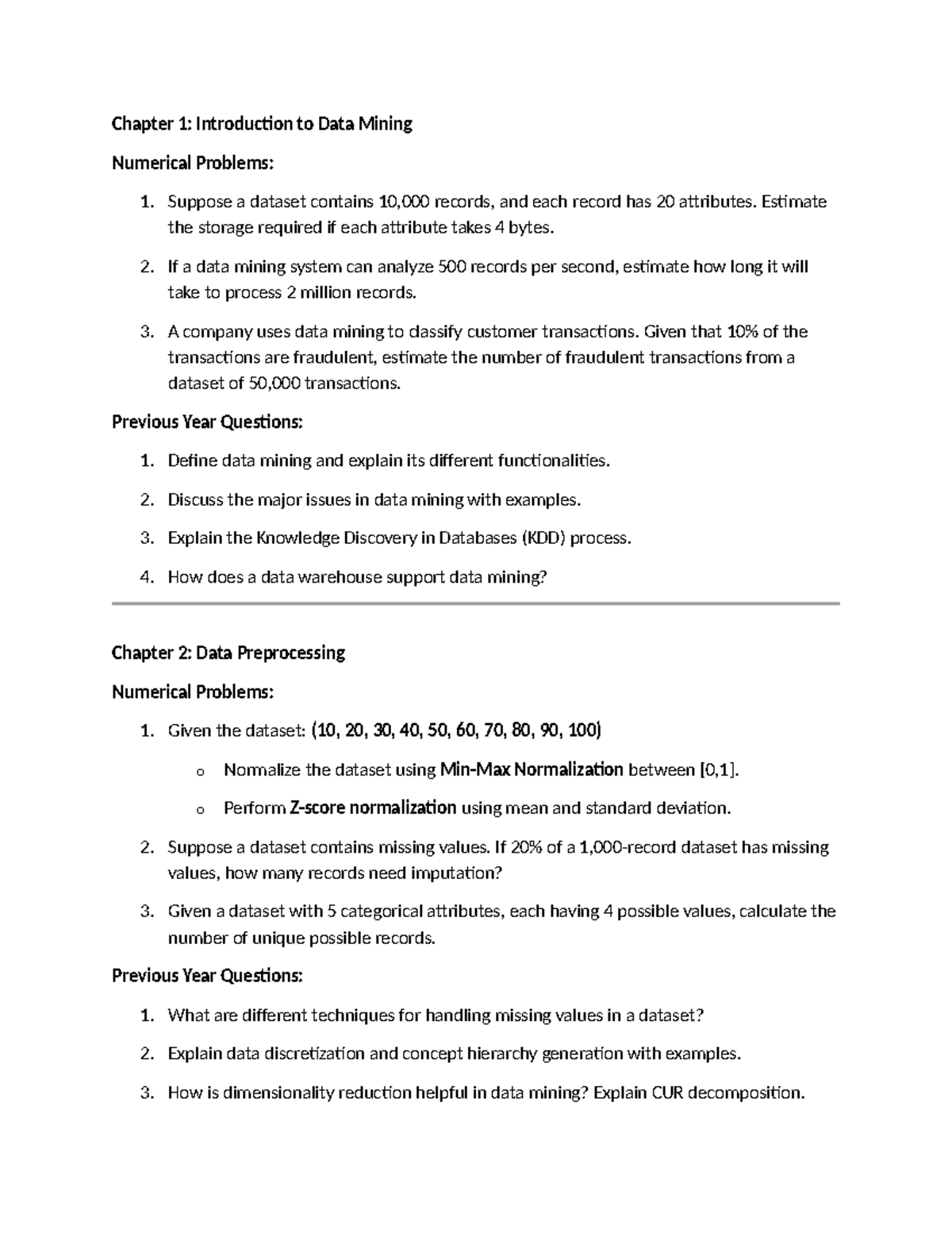 DATA Mining (GTU sem-6) Important Questions and Concepts Guide - Studocu