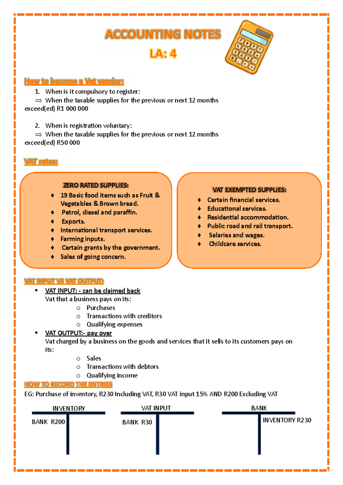 Accounting Notes LA 4: VAT Registration and Input/Output Explained ...