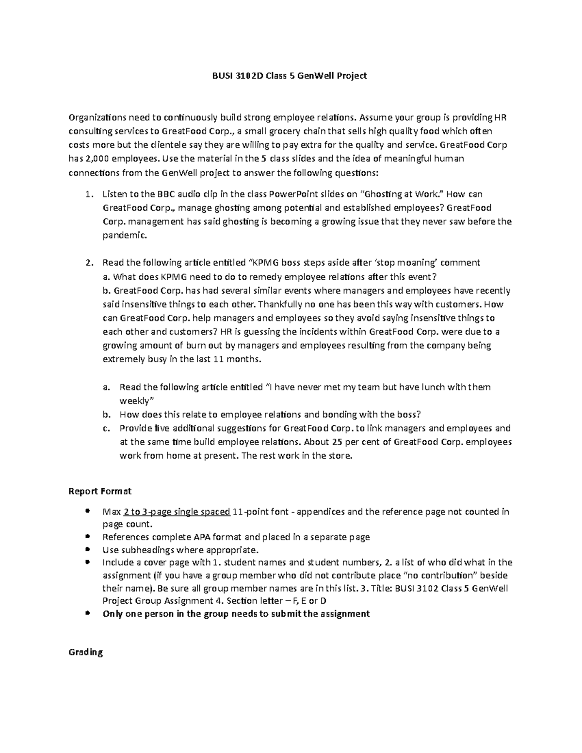 BUSI 3102D Final Group Assignment: GenWell Project Analysis - Studocu