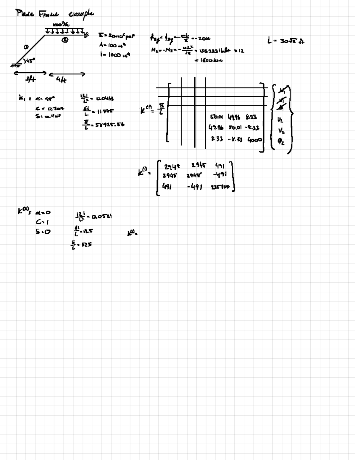 FEA Ex2 - practice example - Place Frame example 1000 + ↓↓ to ↓ ② Y Es ...