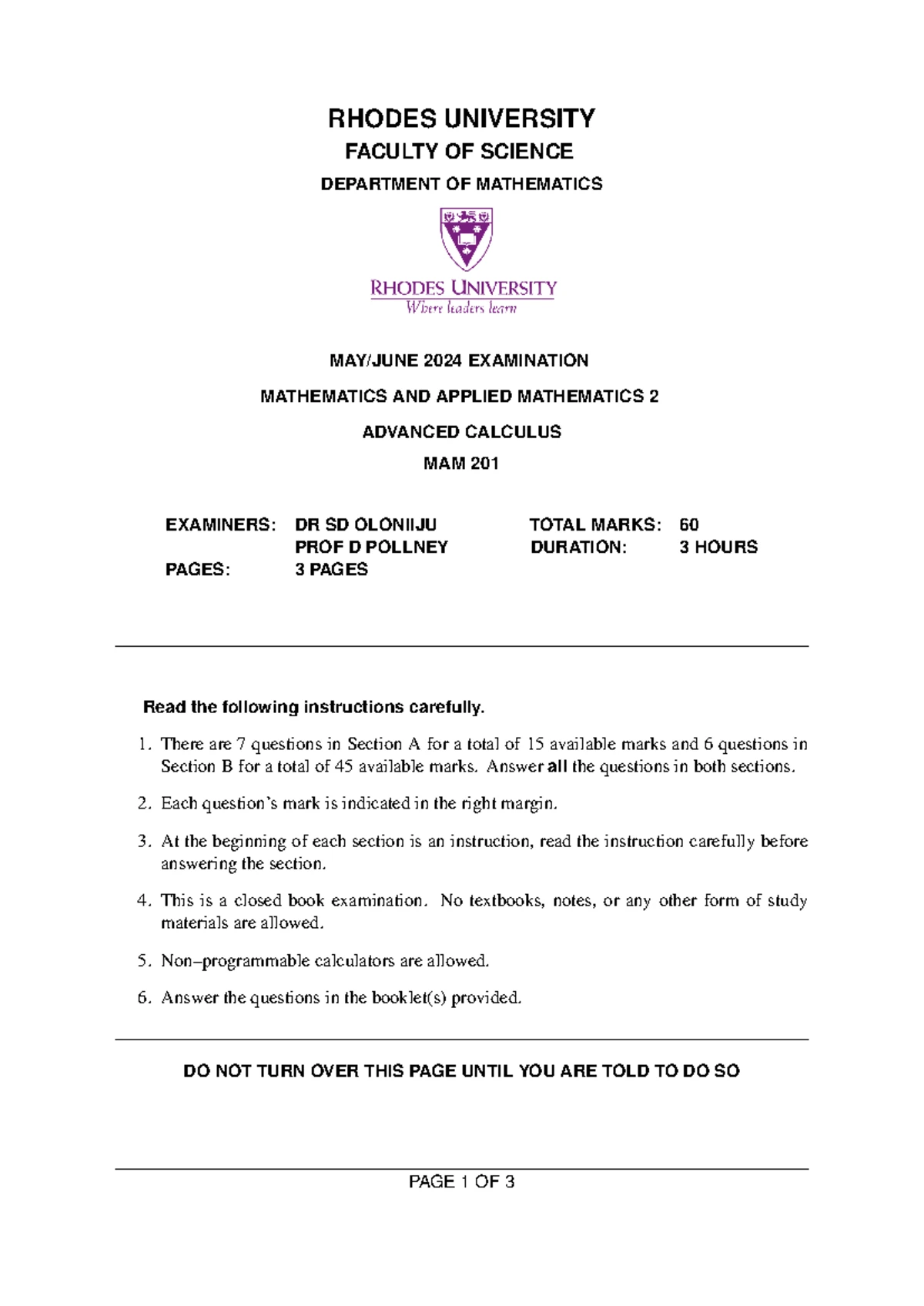 2023test2 - practise - Rhodes University Department of Mathematics ...