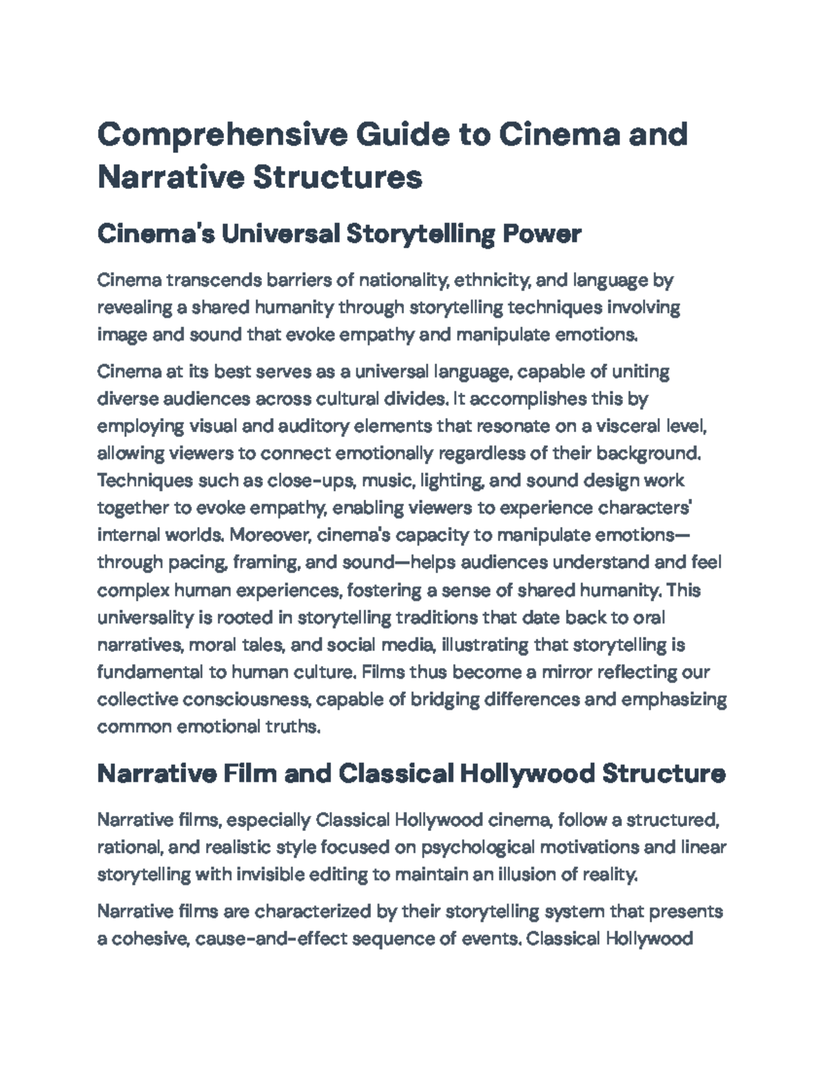 Comprehensive Guide to Action Films and Narrative Structures - Studocu