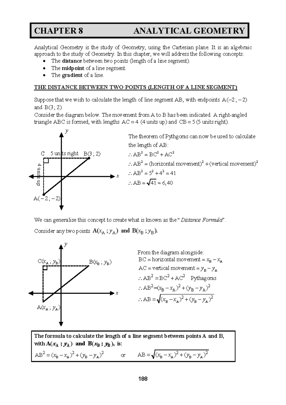 CHAPTER 8: ANALYTICAL GEOMETRY - GRADE 10 NOTES - Studocu