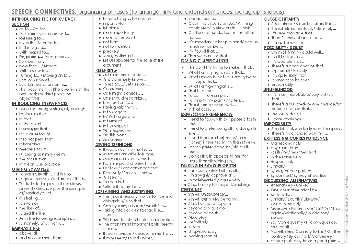 Speech connectives: organizing phrases for effective communication ...