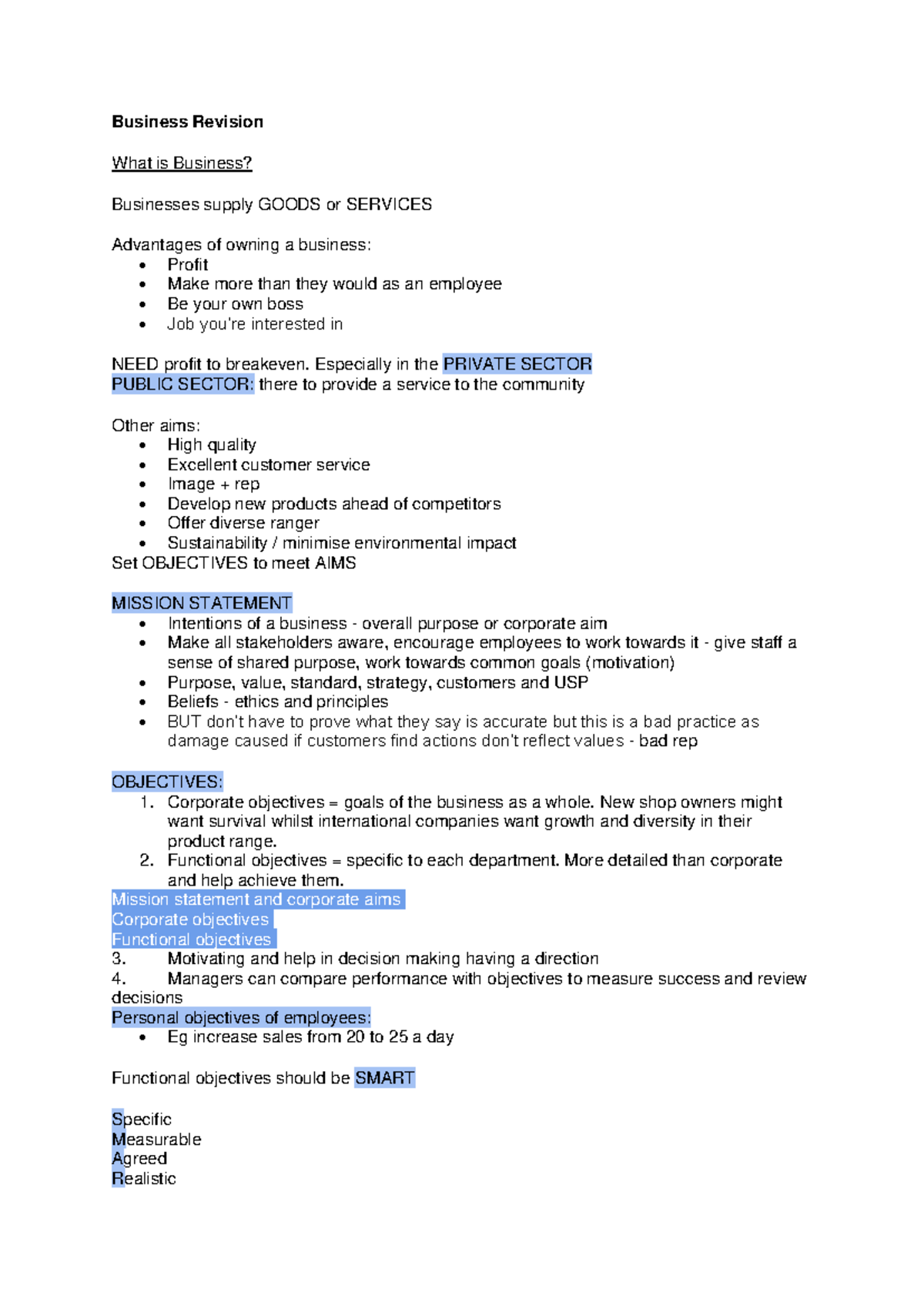 Business Studies A-Level (AQA): Understanding Business Concepts (Unit 1 ...
