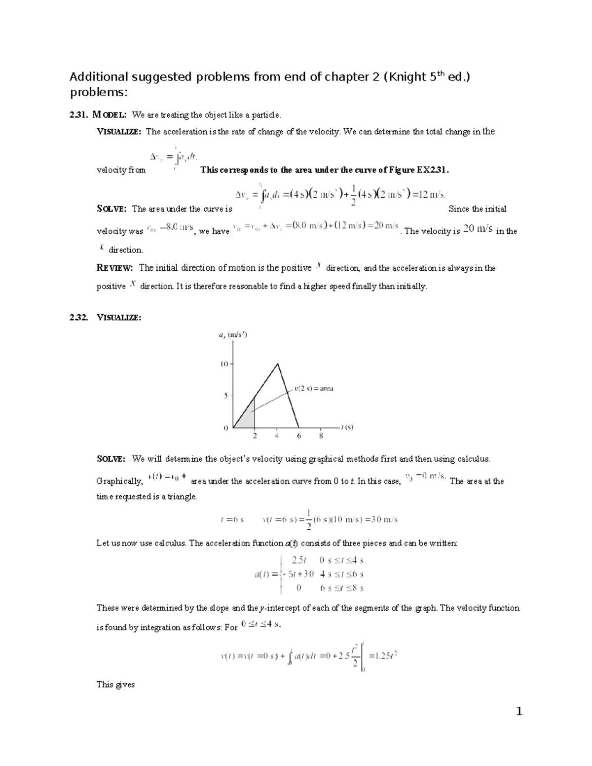 Additional Suggested Problems from End of Chapter 2 (Knight 5th ed ...