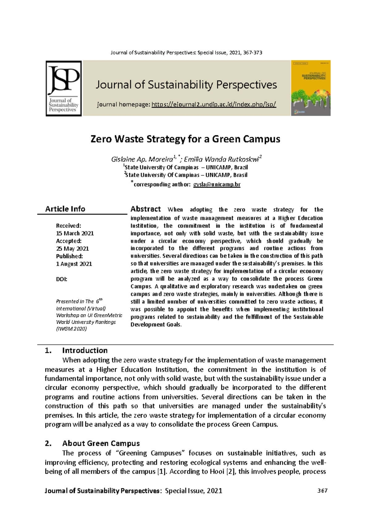 Zero Waste Strategy for a Green Campus - Journal of Sustainability ...