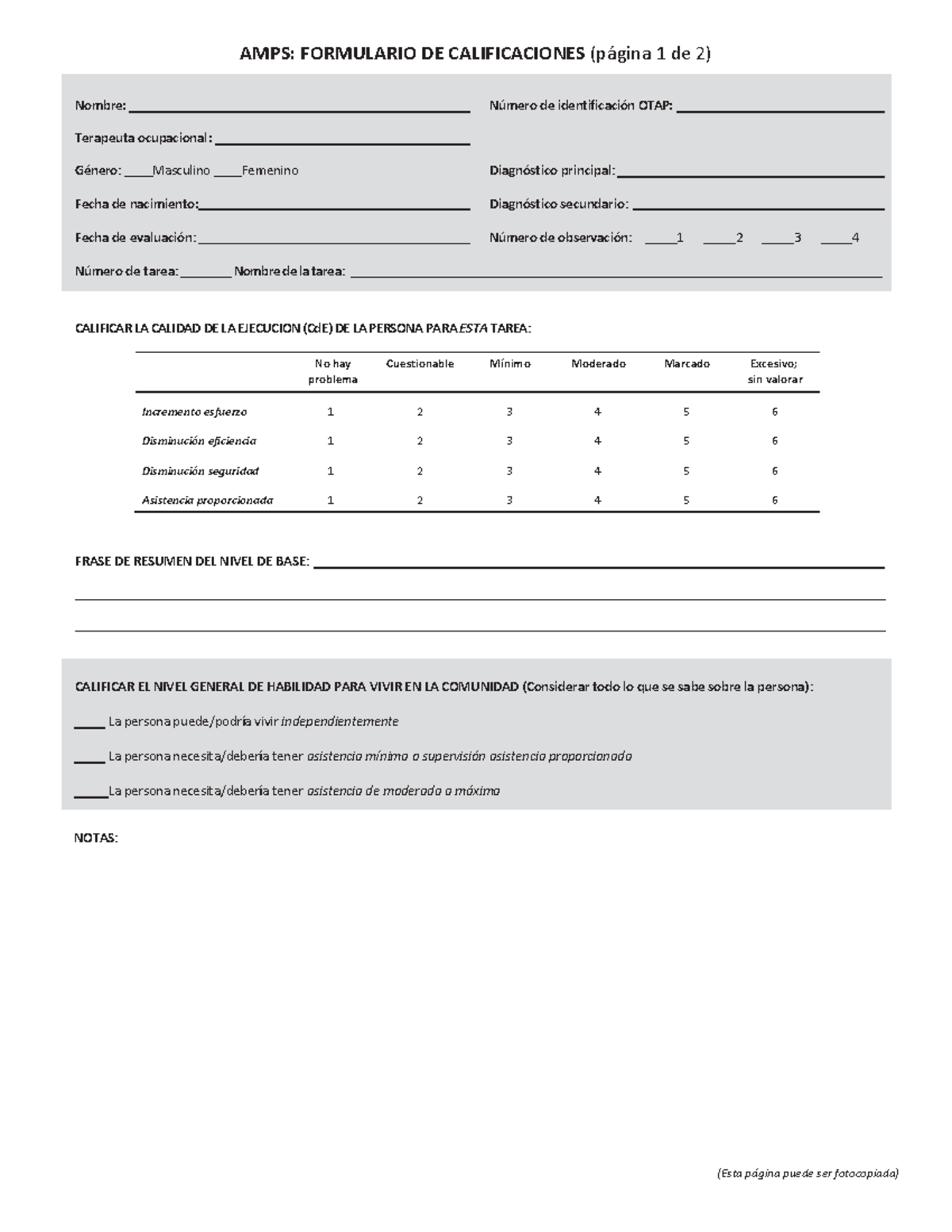 Amps Score Form es - amps - AMPS: FORMULARIO DE CALIFICACIONES (página ...