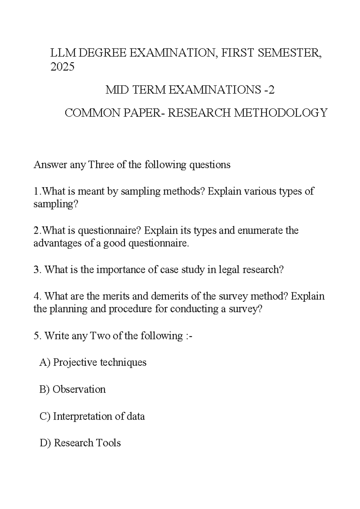 R M Mid 2 - Course material - LLM DEGREE EXAMINATION, FIRST SEMESTER ...