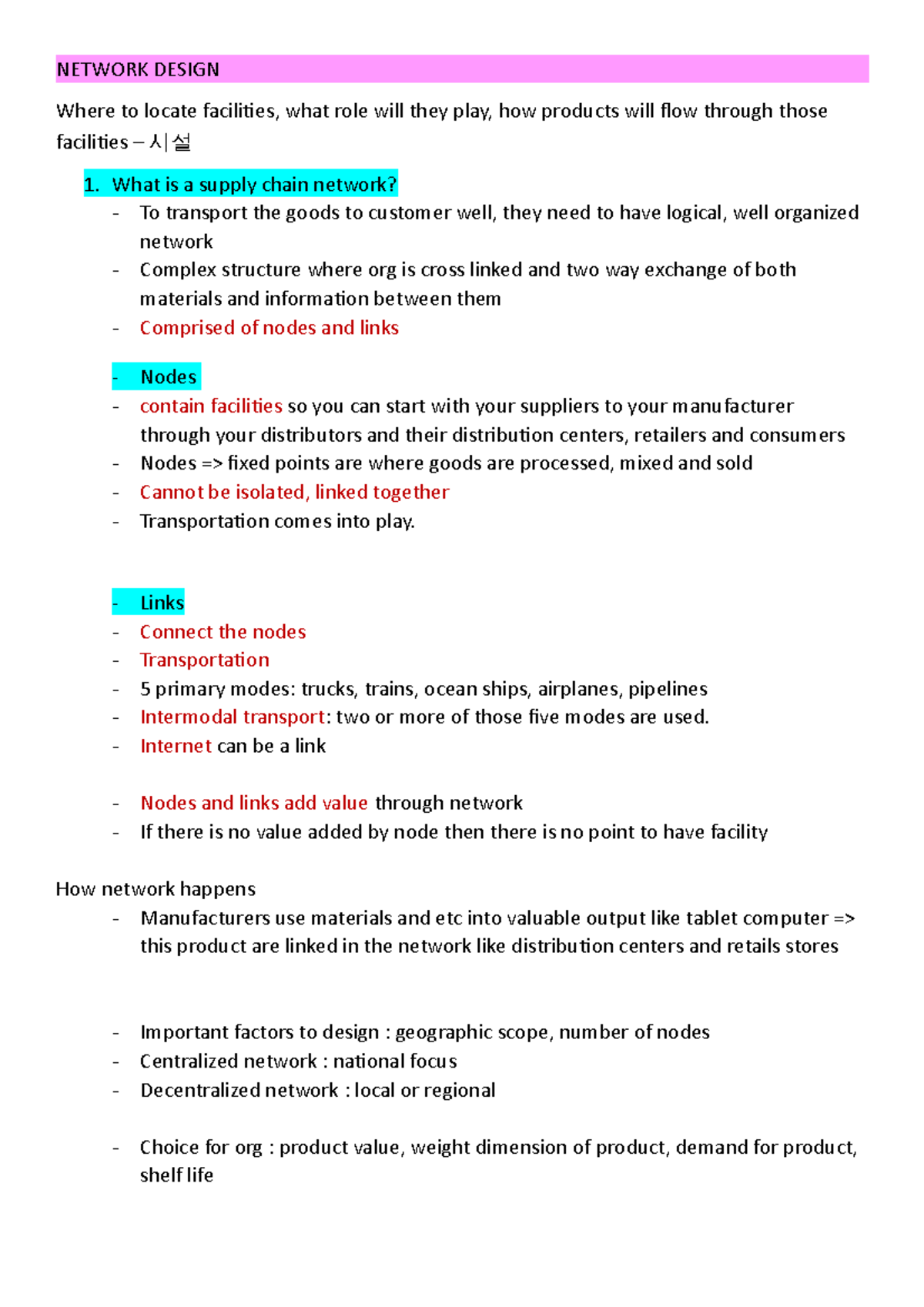 Module 2 - Supply Chain Network - NETWORK DESIGN Where to locate ...