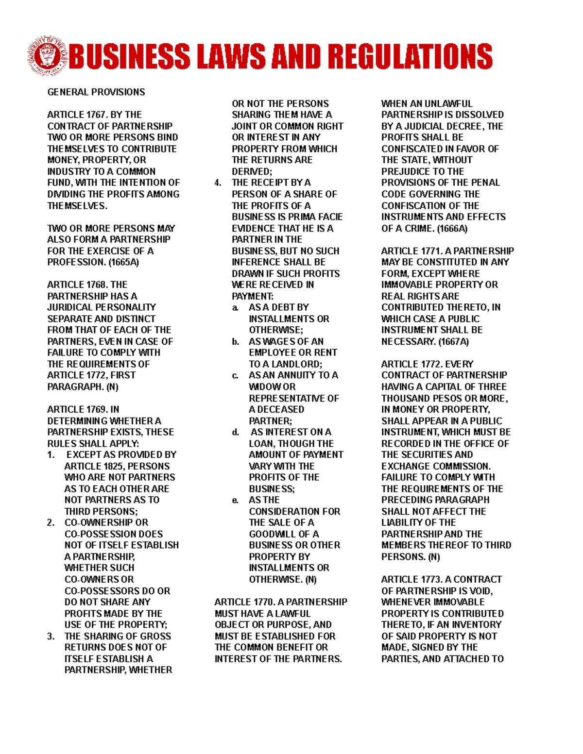 Codals - Comprehensive Summary of Business Laws & Regulations - Studocu