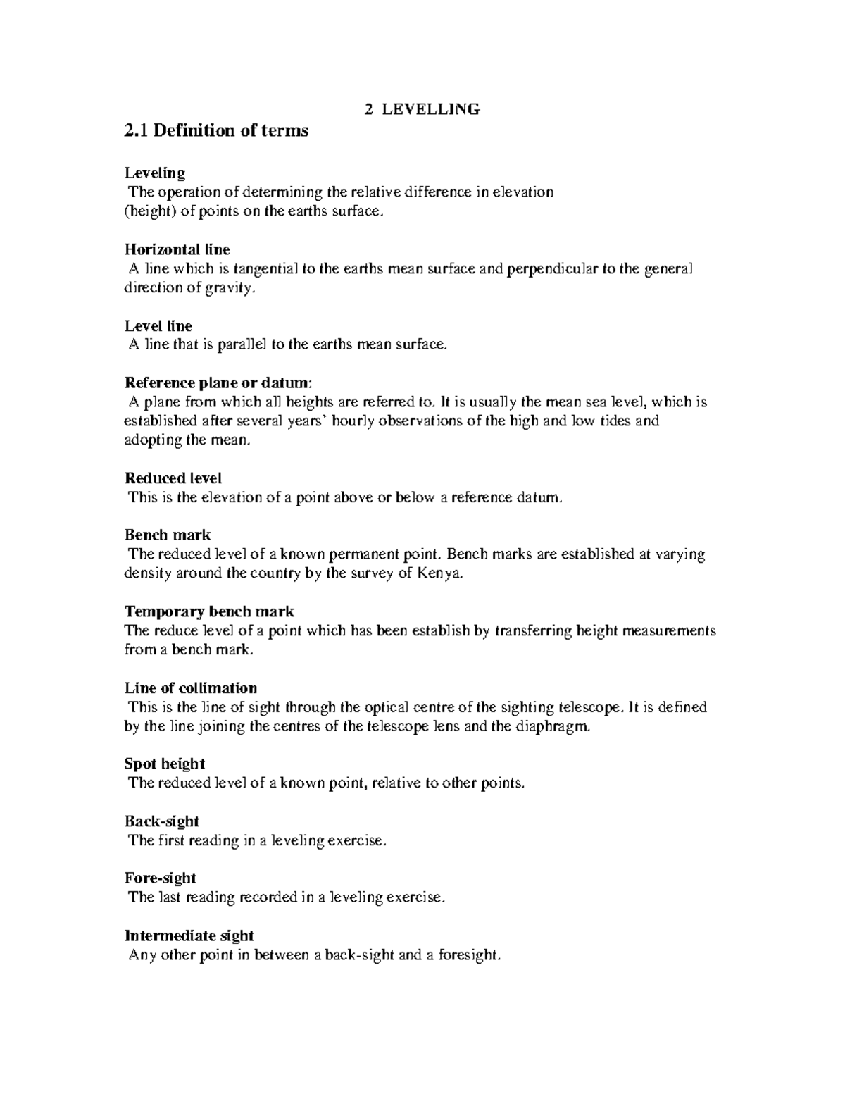 2 Leveling - Elaborates more on surveying,terms used and the exercise ...