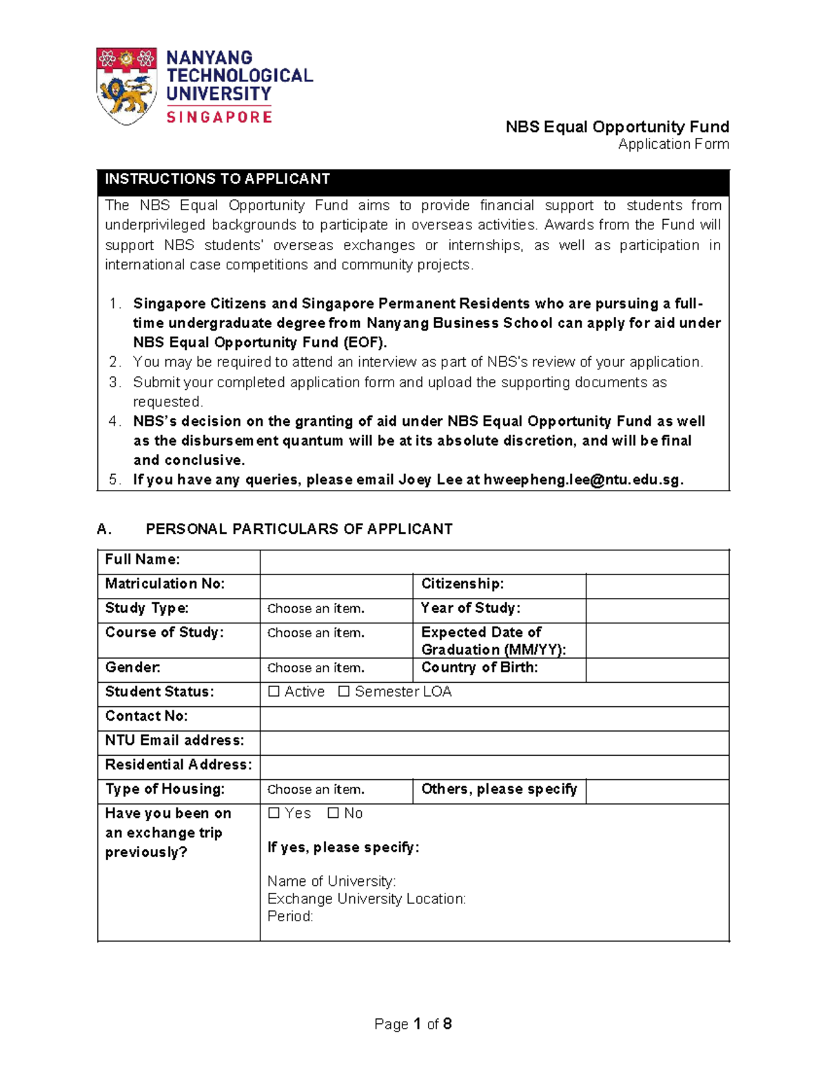 NBS EOF Application Form Instructions and Guidelines - Studocu