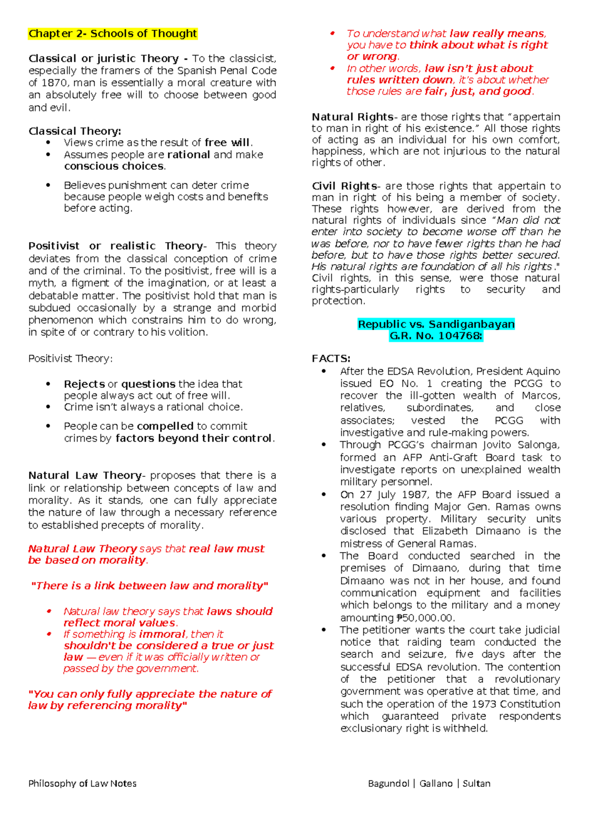 Chapter 2: Schools of Thought in Philosophy of Law (PHIL 101) - Studocu