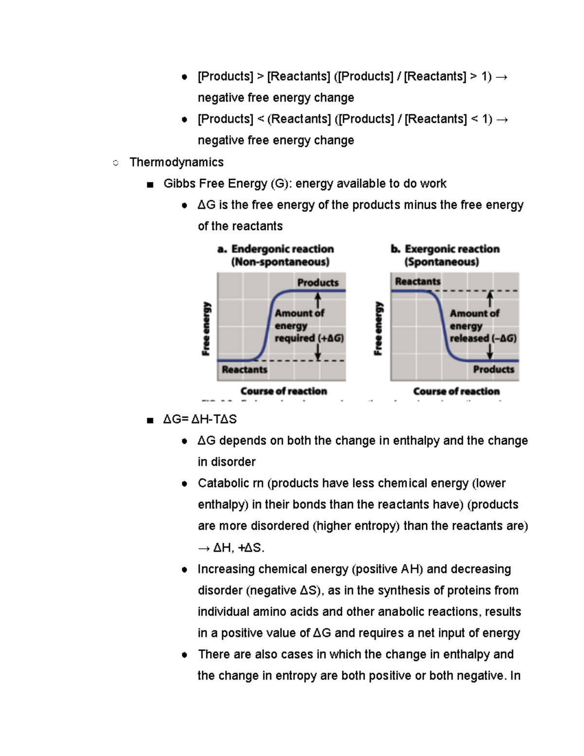 Thermodynamics and Equilibrium - 1) negative free energy change 1 ...