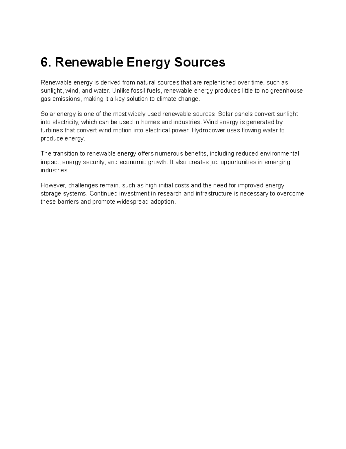 Renewable Energy Sources Overview - Notes for Various Majors - Studocu