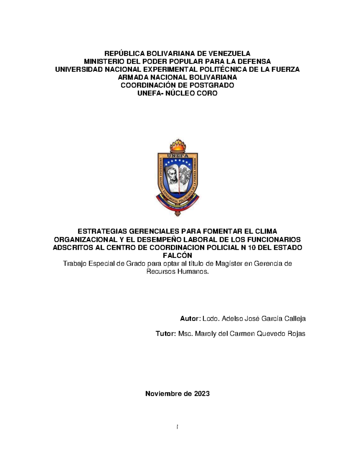 Estrategias Gerenciales para Mejorar el Clima Organizacional en  UNEFA- N°10 - Document Preview