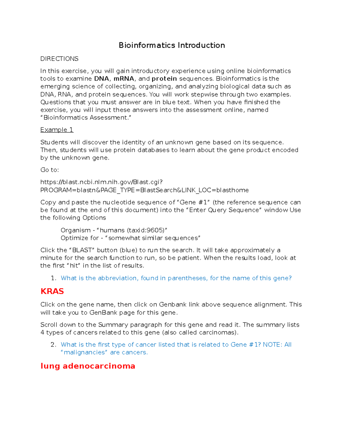 Bioinformatics Lab Assignment 2: Exploring DNA & Protein Sequences ...