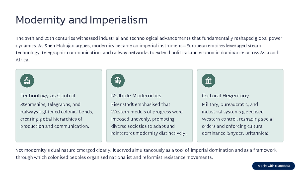 Modernity and Imperialism 19th20th Century Dynamics Studocu