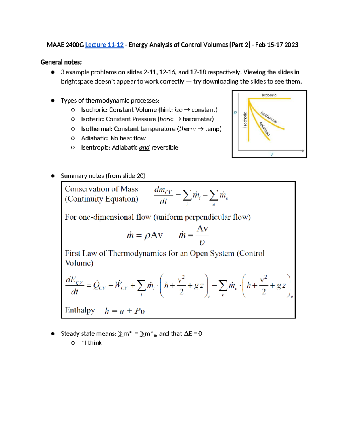 MAAE 2400G Lecture 11-12 - Energy Analysis of Control Volumes (Part 2 ...
