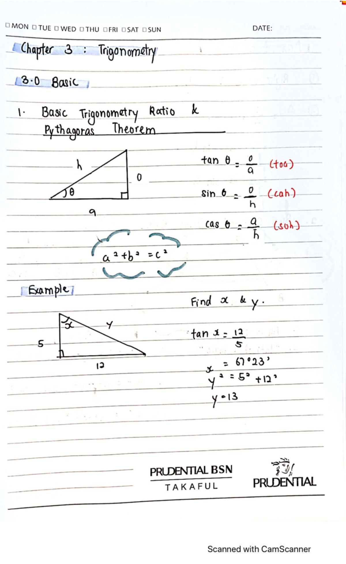 Chapter 3: Trigonometry Concepts and Formulas (MATH 101) - Studocu