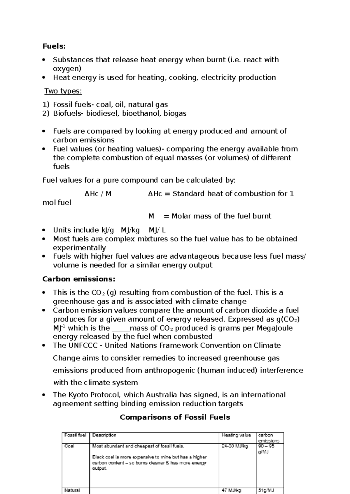 Chemistry Notes: Fuels, Energy Changes, and Combustion (CHEM101) - Studocu