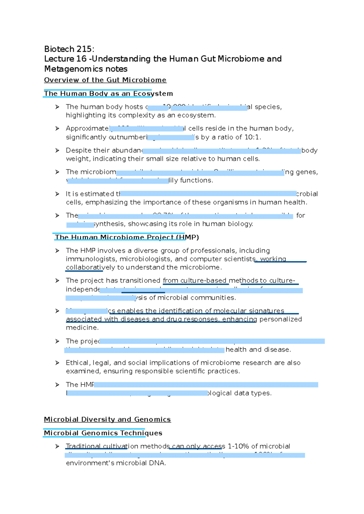 Biotech 215: Lecture 16 - Human Gut Microbiome & Metagenomics Overview ...