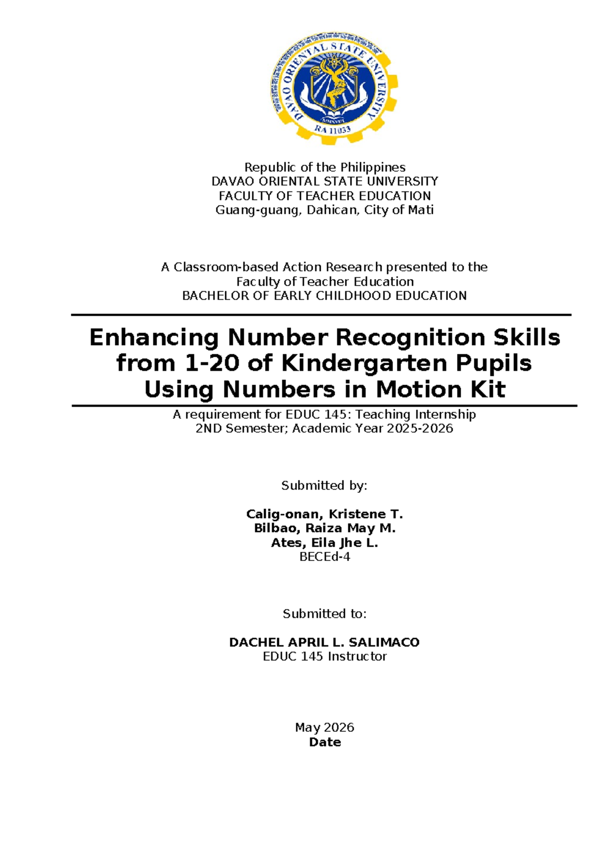 Enhancing Number Recognition Skills in Kindergarten Using Numbers in ...