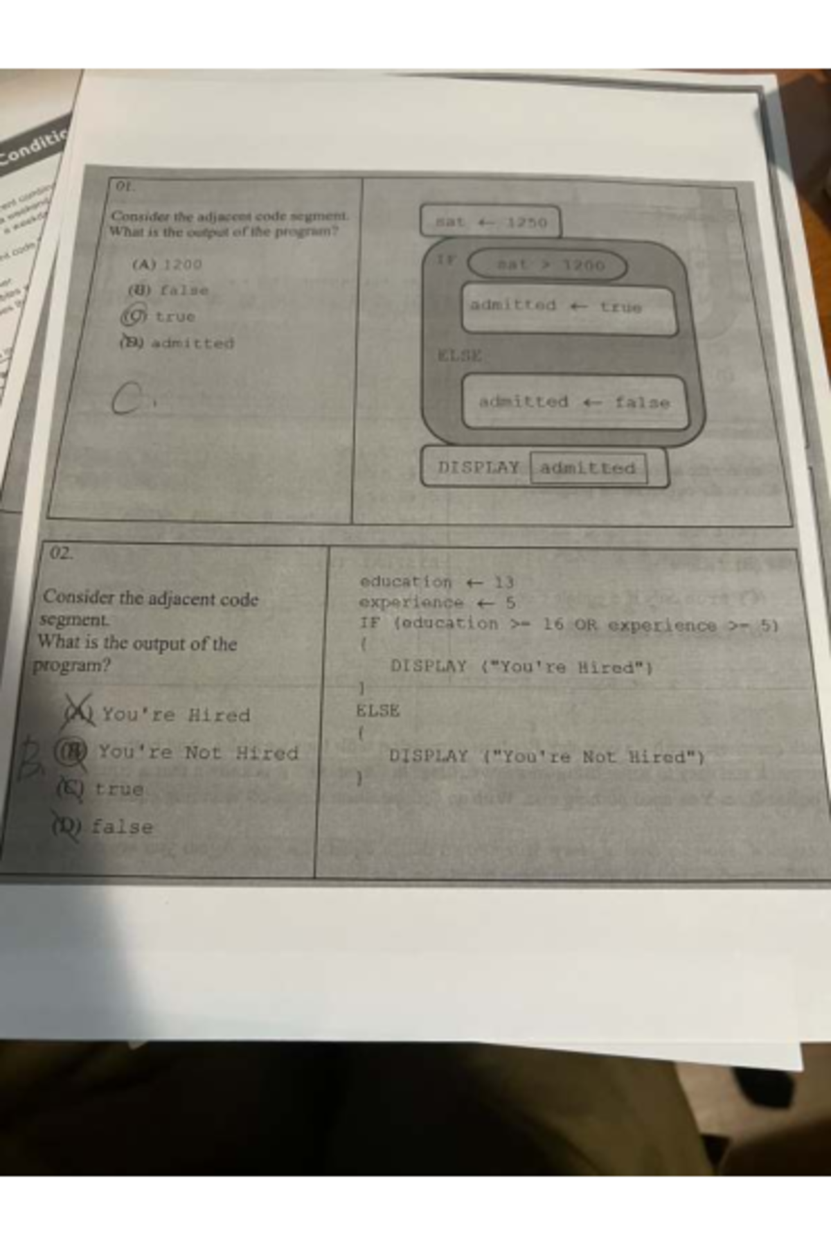 Output Analysis of Code Segment - 5.11 Practice APCS PUC SCOUT - Studocu