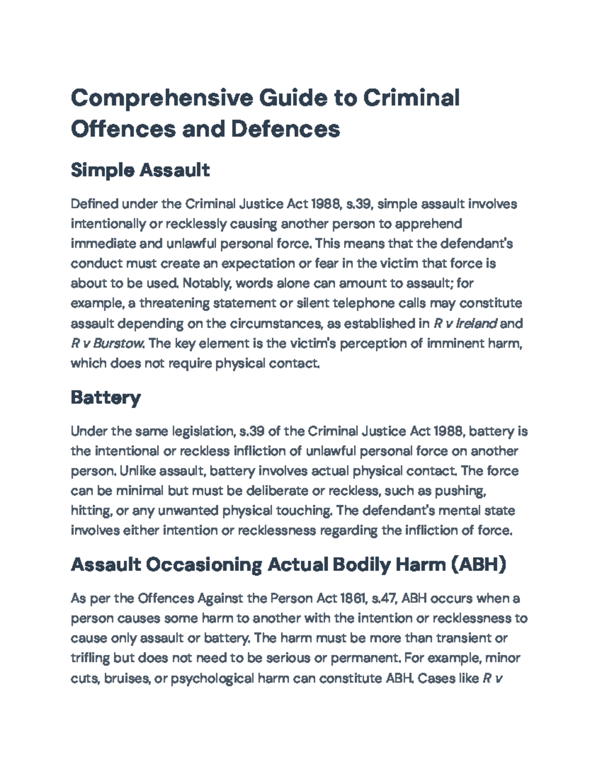 Comprehensive Guide to Criminal Offences and Defences (Criminal Law ...