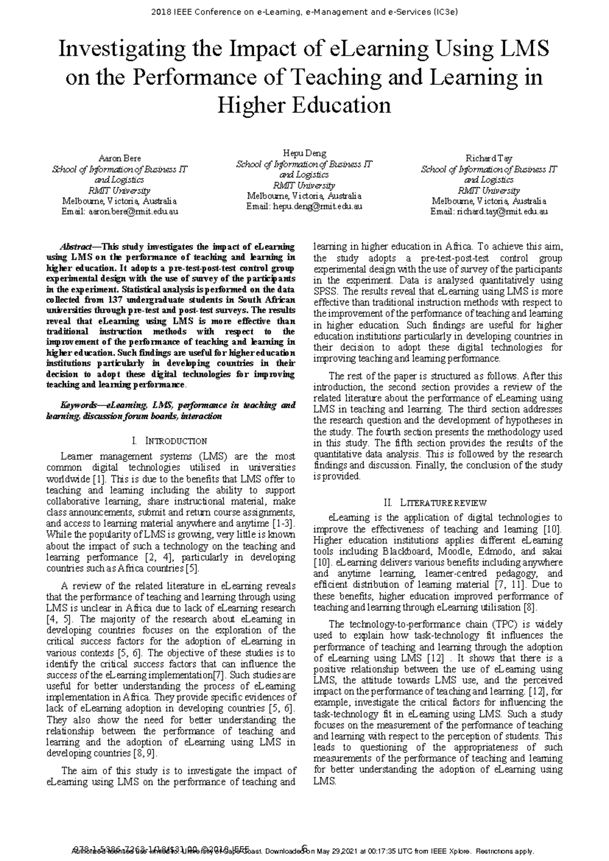 08632648 - Impact of eLearning via LMS on Teaching Performance in HE ...
