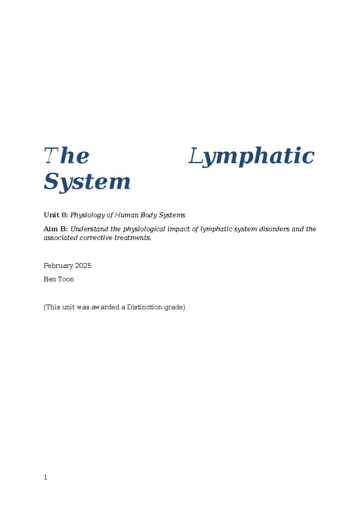 Unit 8: Lymphatic System Assignment - The Lymphatic System Unit 8 ...