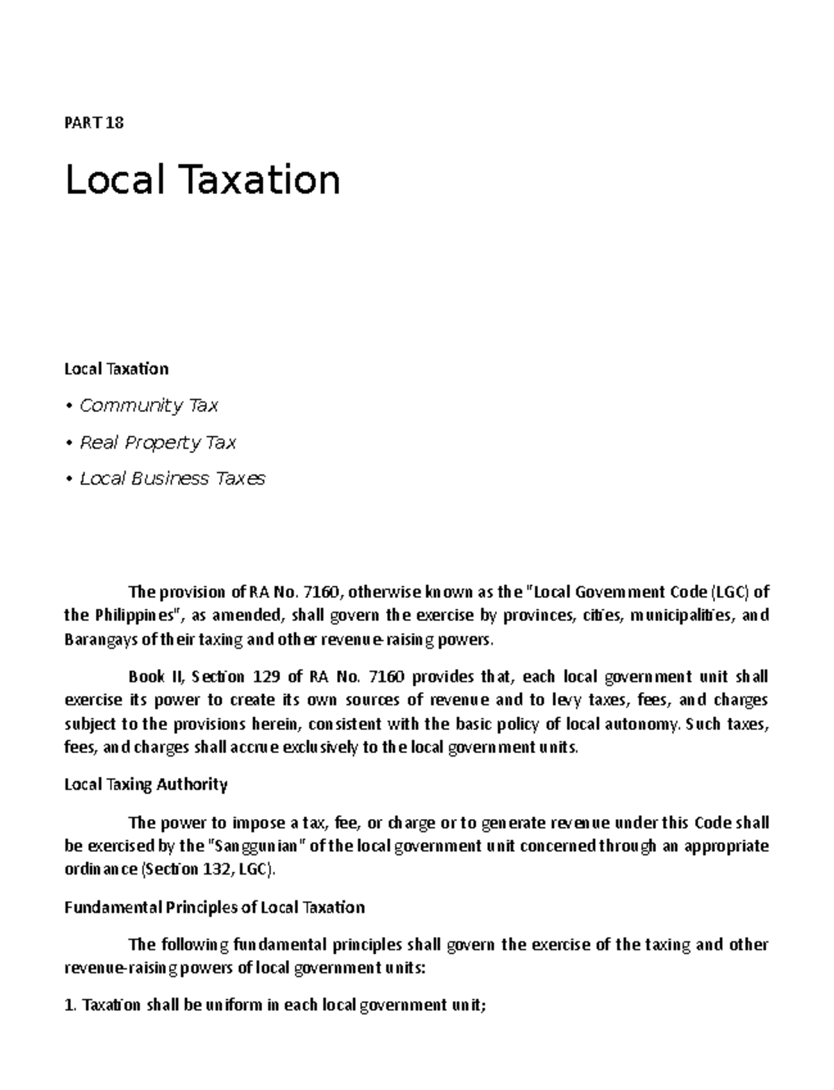 18-Local-Taxation - Lecture Notes on Local Tax Policies and Principles ...