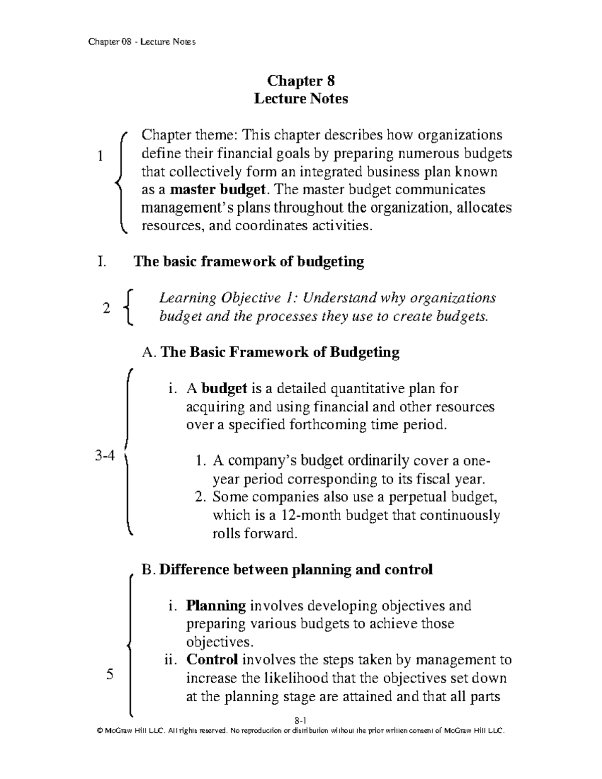 Final Exam Lecture Notes on Budgeting (Course Code TBD) - Studocu
