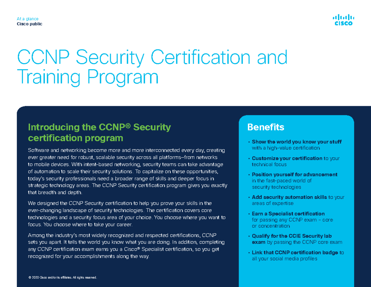 CCNP Security Certification Overview: Key Benefits & Focus Areas - Studocu