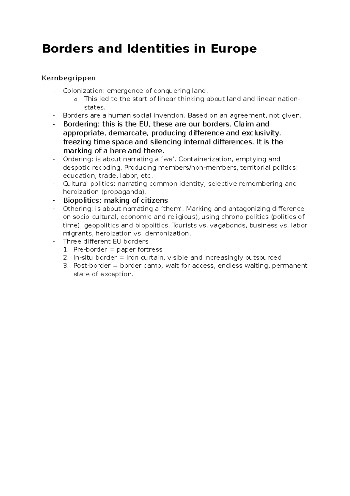 BIE Lecture Notes: Borders and Identities in Europe Essentials ...