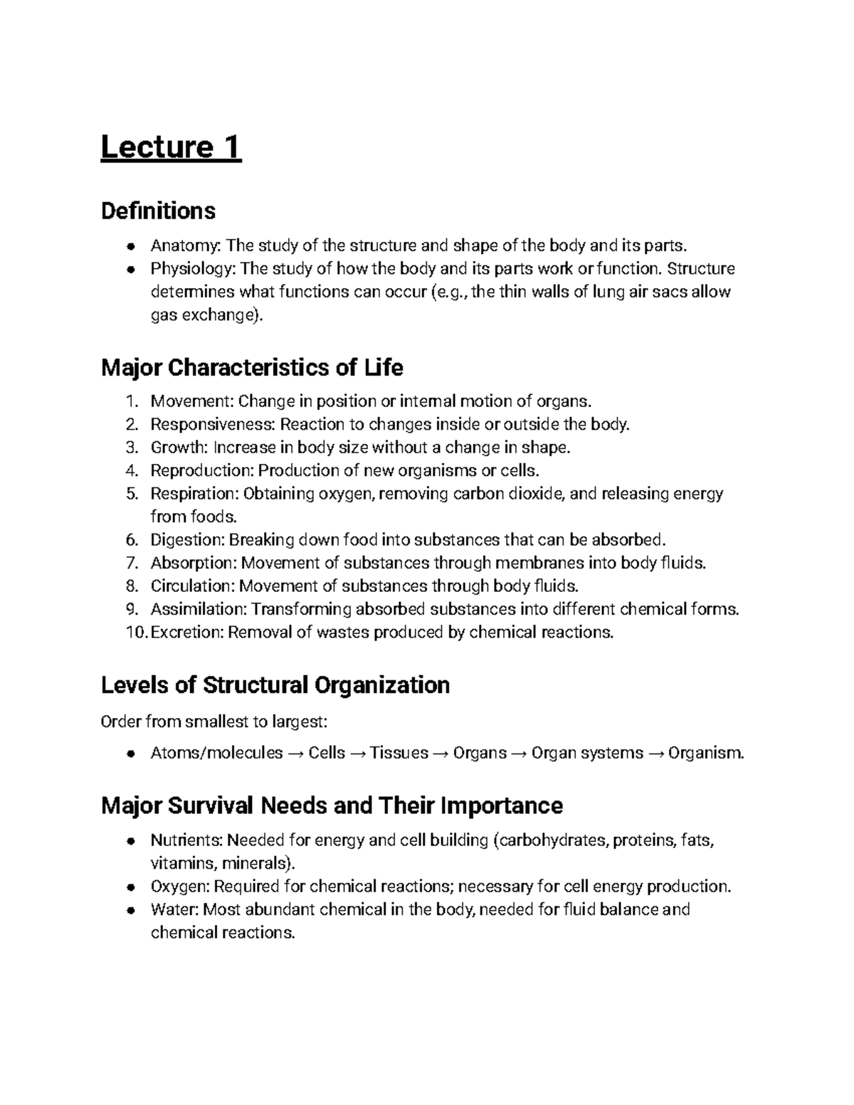 Anatomy 101: Exam 1 Study Guide on Key Concepts & Homeostasis - Studocu