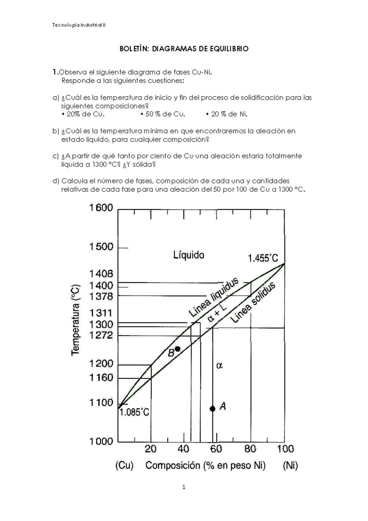Boletín de Diagramas de Equilibrio en Aleaciones Cu-Ni y A-B - Studocu