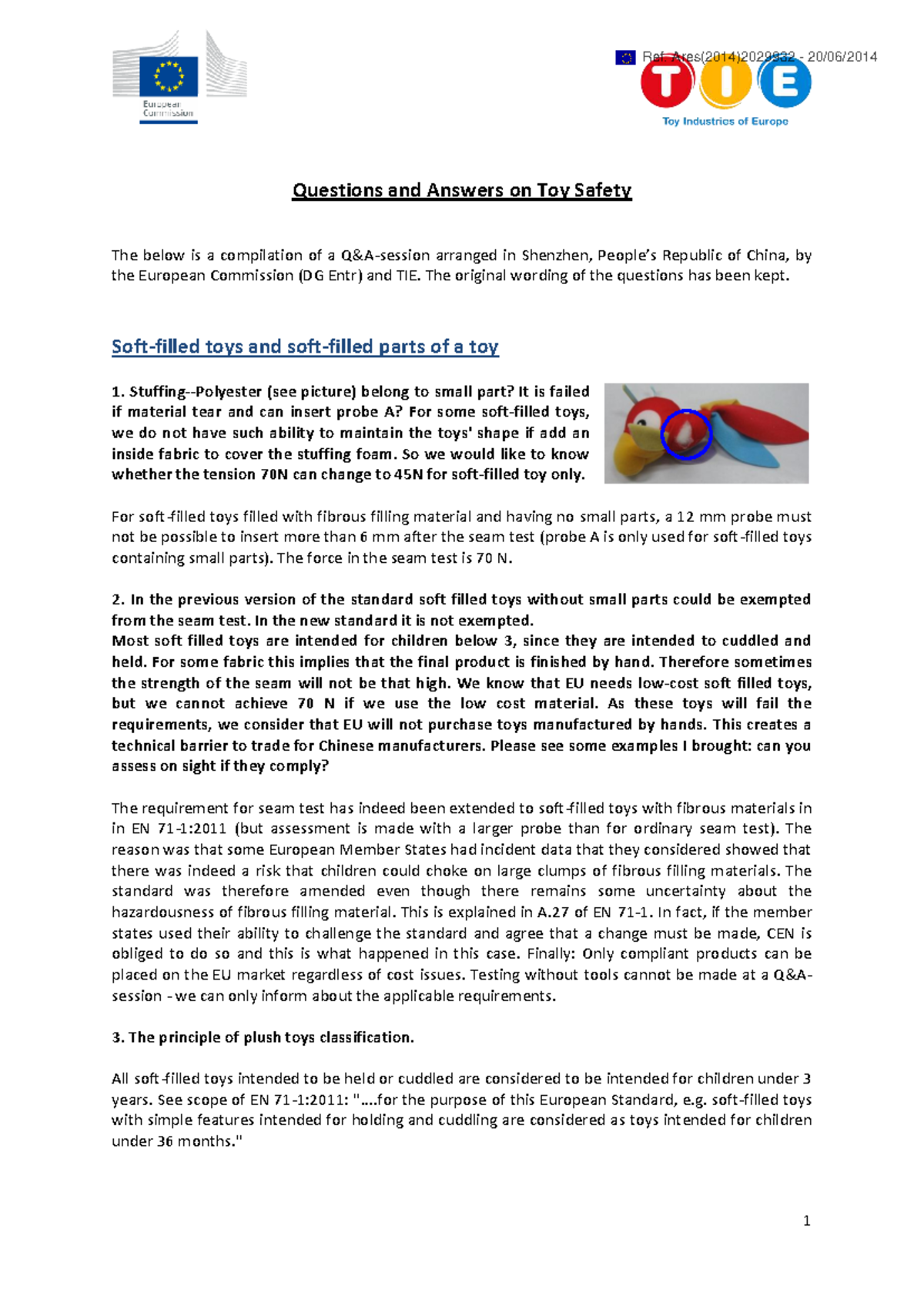 Questions and Answers on Toy Safety Regulations EN Standards - Studocu