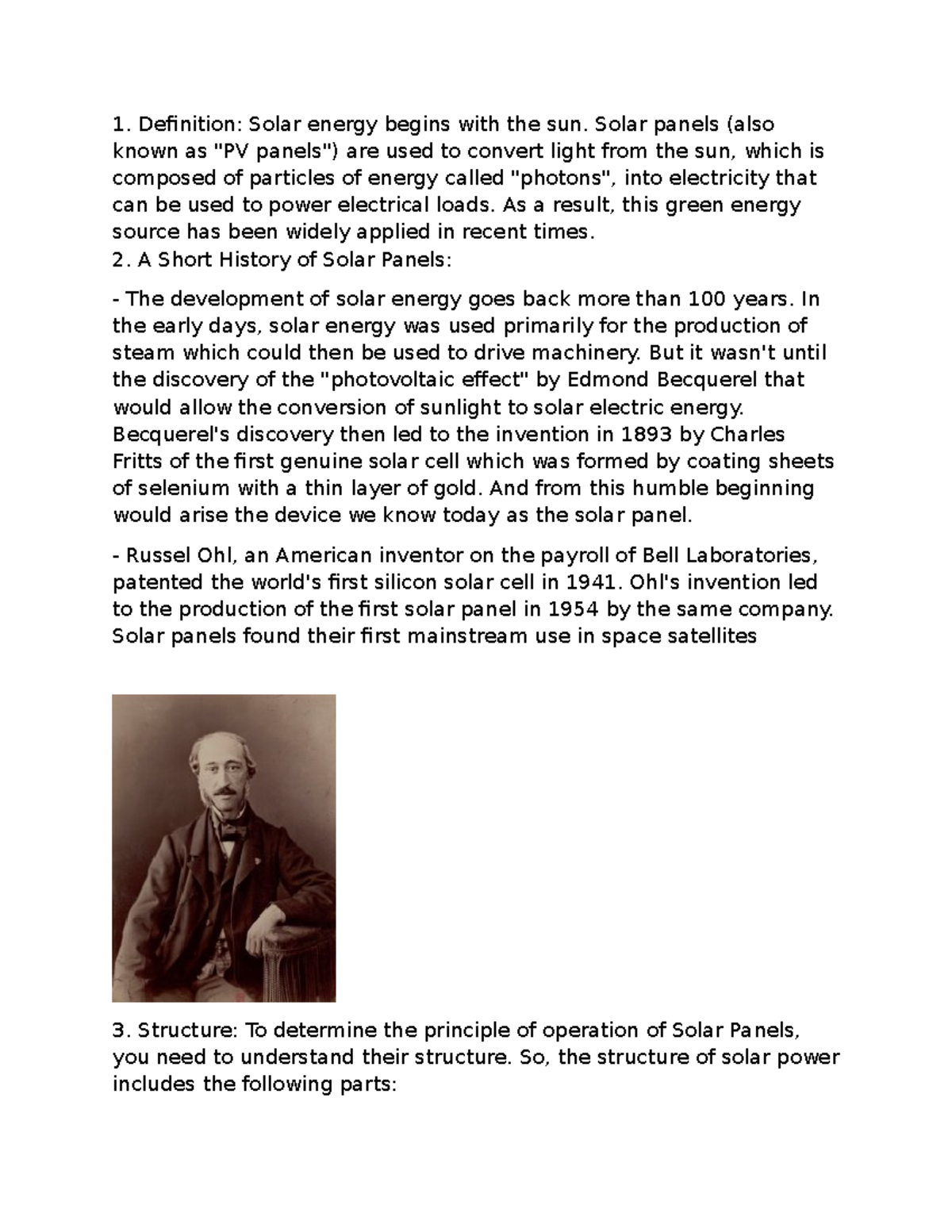 Presentation Solar Panel - Definition: Solar energy begins with the sun ...